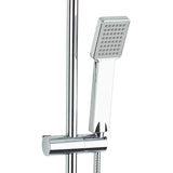 Krom tušni sistem Multi z nadglavno in ročno prho v oglatem dizajnu