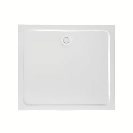 Bijeli dizajnerski sifon za tuš kadu s pokrovčkom, koji ne strši iznad površine kade.