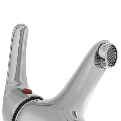 Kromirana enoročna stoječa armatura za umivalnik Multi brez odtoka zaobljenog dizajna.