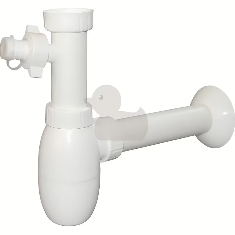 Bijeli sudoperski sifon SIKO Multi s priključkom, prikladan za jednoručnu slavinu z odtokom 5/4x40