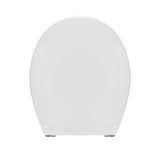 Bela WC deska Multi Unisetplus iz duroplasta z antibakterijsko obdelavo in plastičnimi tečaji s skritim pritrjevanjem.