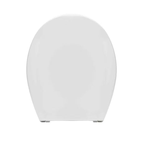 Bela WC deska Multi Unisetplus iz duroplasta z antibakterijsko obdelavo in plastičnimi tečaji s skritim pritrjevanjem.