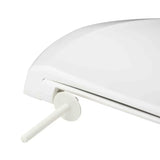 Bela WC deska Multi Unisetplus iz duroplasta z antibakterijsko obdelavo in plastičnimi tečaji s skritim pritrjevanjem.