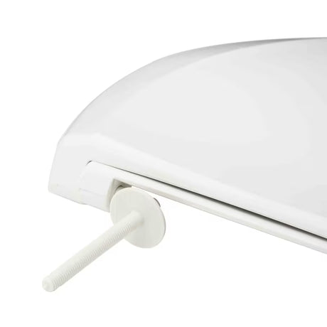Bela WC deska Multi Unisetplus iz duroplasta z antibakterijsko obdelavo in plastičnimi tečaji s skritim pritrjevanjem.