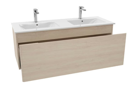 Omarica Naturel Ancona s keramičnim dvojnim umivalnikom 120x46 cm v dekorju akacije