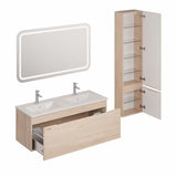 Koupalniški sestav Naturel Ancona u dekoru akacije z dvojnim umivalnikom i LED ogledalom