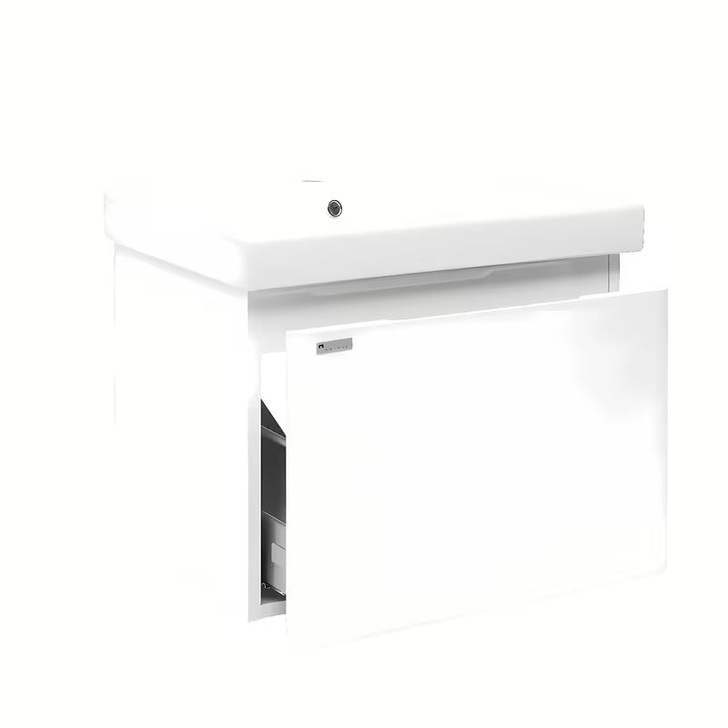 Viseča kopalniška omarica s keramičkim umivaonikom Naturel Ancona u bijeloj boji sa sjajnom površinom