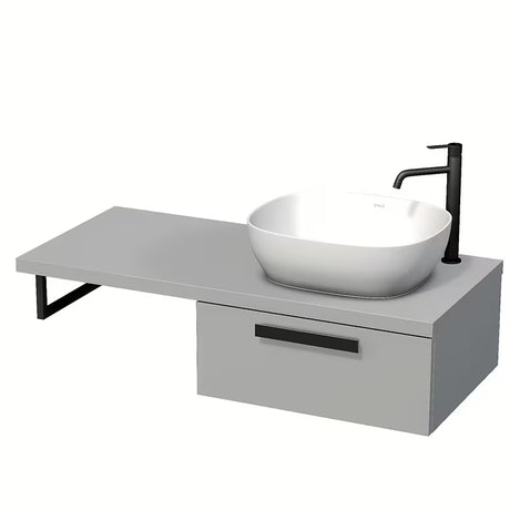Naturel Art Deco omarica pod umivalnikom s ploščo v sivi mat barvi s tehnologijo Touch in enim predalom.