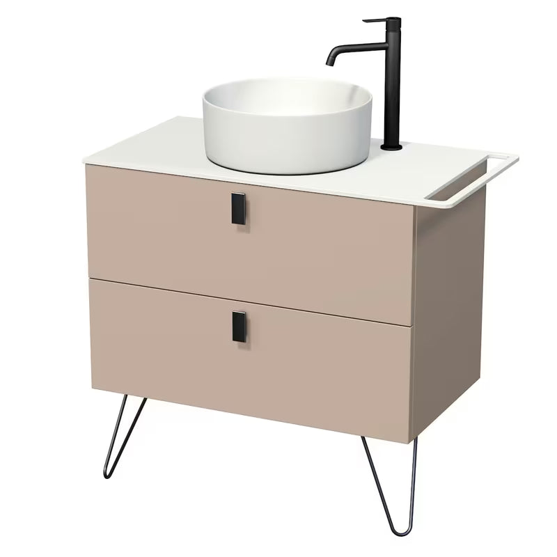 Naturel Art Deco omarica pod umivalnikom na pult v barvi rose beige s črnimi mat akcenti