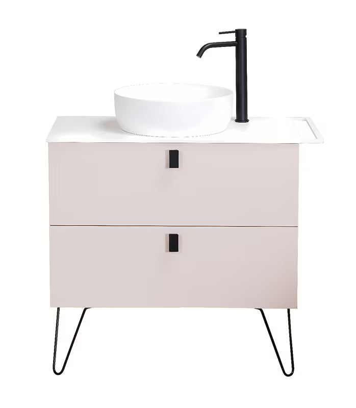 Naturel Art Deco omarica pod umivalnikom na pult v barvi rose beige s črnimi mat akcenti