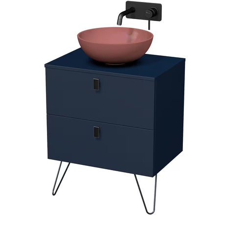 Viseča omarica pod umivalnikom Naturel Art Deco u mat tamnoplavoj boji, 60x78,8x45,5 cm.