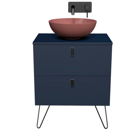 Viseča omarica pod umivalnikom Naturel Art Deco u mat tamnoplavoj boji, 60x78,8x45,5 cm.