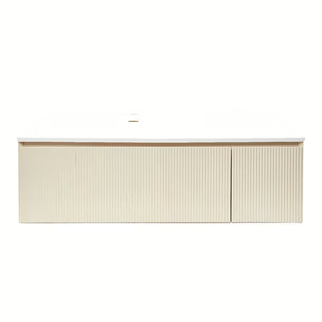 Viseča kopalniška omarica z umivalnikom Naturel Austen 120x35x52 cm v mat bež barvi
