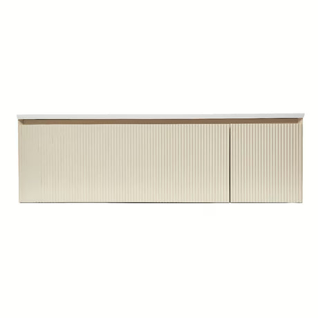 Viseča kopalniška omarica z umivalnikom Naturel Austen 120x35x52 cm v mat bež barvi