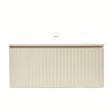 Mat bež viseča omarica z umivalnikom Naturel Austen 80x35x52 cm z umivalnikom od lijevanog mramora.