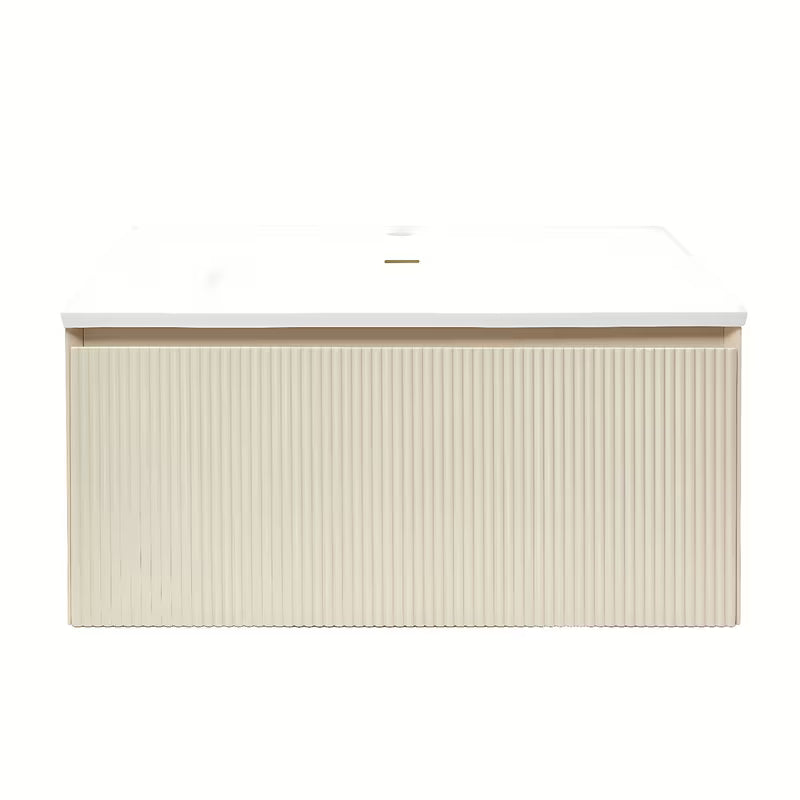 Mat bež viseča omarica z umivalnikom Naturel Austen 80x35x52 cm z umivalnikom od lijevanog mramora.