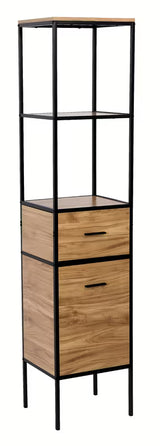 Stoječa regal Naturel Blackframe s črnim kovinskim okvirjem in MDF ploščo v dekorju javorja.