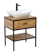 Omarica pod umivalnikom Naturel Blackframe 60x73x46 cm u dekoru javora s crnim metalnim okvirom