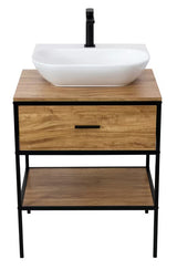 Omarica pod umivalnikom Naturel Blackframe 60x73x46 cm u dekoru javora s crnim metalnim okvirom