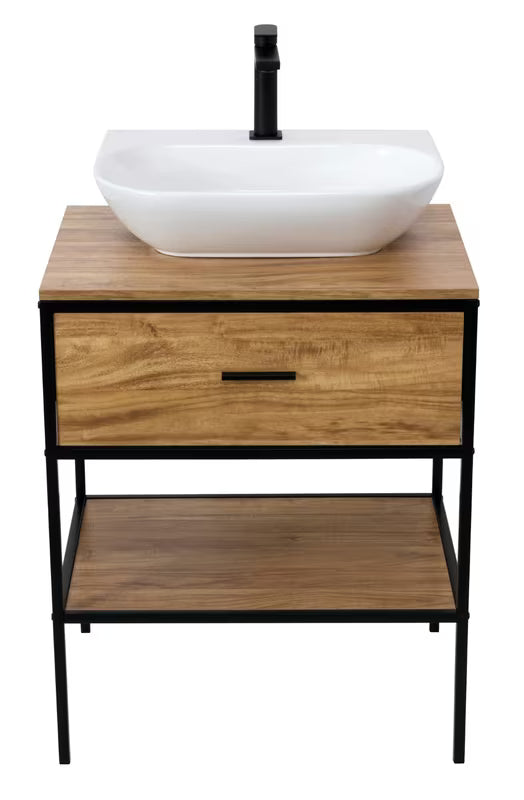 Omarica pod umivalnikom Naturel Blackframe 60x73x46 cm u dekoru javora s crnim metalnim okvirom