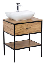 Omarica pod umivalnikom Naturel Blackframe 60x73x46 cm u dekoru javora s crnim metalnim okvirom