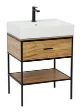 Omarica pod umivalnikom Naturel Blackframe 60x73x46 cm u dekoru javora s crnim metalnim okvirom