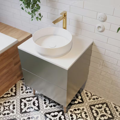 Viseča omarica pod umivalnikom Naturel Boho 60 cm v mat sivozeleni barvi z odpiranjem PushOpen.