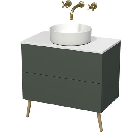 Viseča omarica pod umivalnikom Naturel Boho u mat sivo-zelenoj boji, dimenzija 80x76,1x45,5 cm.