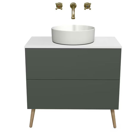 Viseča omarica pod umivalnikom Naturel Boho u mat sivo-zelenoj boji, dimenzija 80x76,1x45,5 cm.