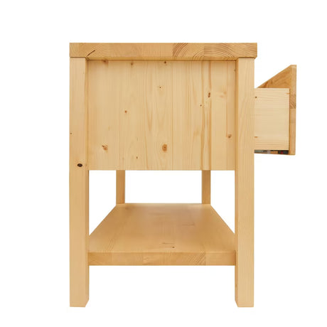 Smeđi omarica pod umivalnikom Naturel Country od masivne smreke s dvije ladice i četkanom površinom.