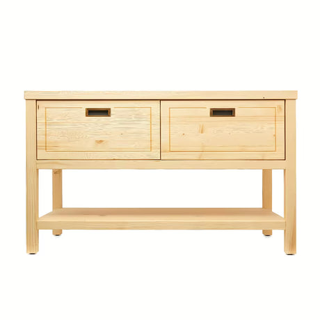 Smeđi omarica pod umivalnikom Naturel Country od masivne smreke s dvije ladice i četkanom površinom.