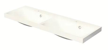 Beli za kopalniško pohištvo dvojni umivalnik Naturel Cube Way 120 x 40 cm iz litega marmorja z dvema odprtinama pro za armaturo