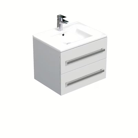 Viseča kopalniška omarica Naturel Cube Way s keramičnim umivalnikom v beli sijajni izvedbi 60x46x53 cm