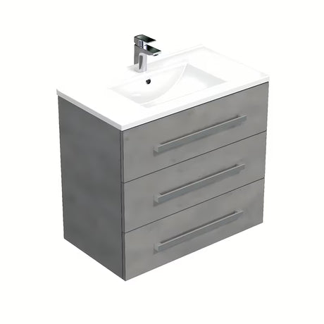 Viseča kopalniška omarica s keramičnim umivalnikom Naturel Cube Way v dekorju beton, 80 cm