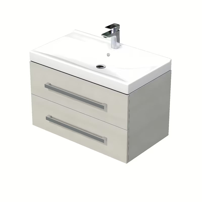 Viseča kopalniška omarica s keramičkim umivaonikom Naturel Cube Way u dekoru hrast chamonix.