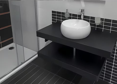 Črna pult za umivalnik Naturel Dolce 90 x 50 x 8 cm brez izrezov pro sifon in armaturo