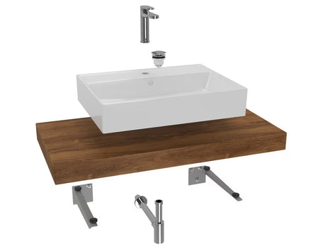 Koupalniški sestav Naturel Dolce s ploščo 100x50 cm v dekorju hrasta charleston in umivalnikom na pult