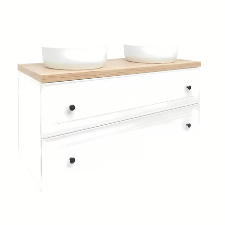 Bijela viseča omarica pod umivalnikom Naturel Forli s pločom u dekoru hrasta Halifax