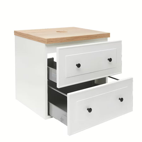 Bijela viseča omarica pod umivalnikom Naturel Forli s pločom u dekoru hrasta Halifax