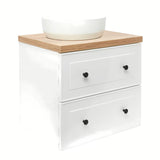 Bijela viseča omarica pod umivalnikom Naturel Forli s pločom u dekoru hrasta Halifax