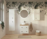 Bijela viseča omarica pod umivalnikom Naturel Forli s pločom u dekoru hrasta Halifax