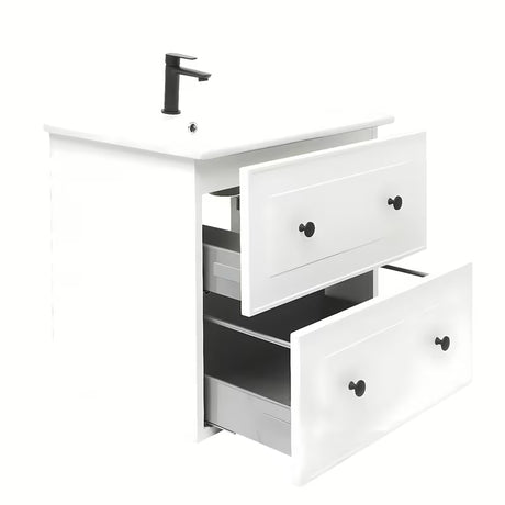 Bijela viseča kopalniška omarica Naturel Forli s keramičkim umivaonikom 60x46 cm