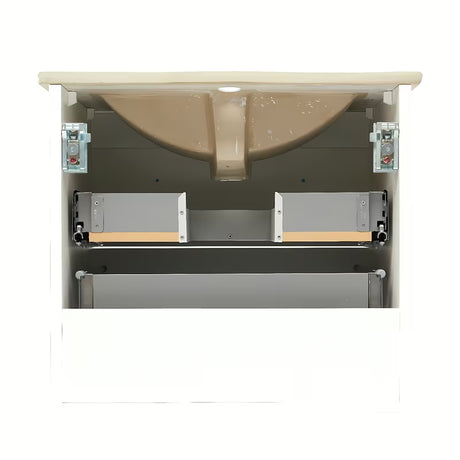 Bijela kopalniška omarica Naturel Forli s keramičkim umivaonikom u modernom, jednostavnom dizajnu