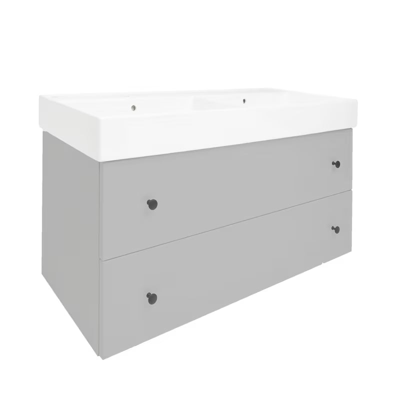 Viseča kopalniška omarica Naturel Forli s keramičkim umivaonikom u sivo-mat boji