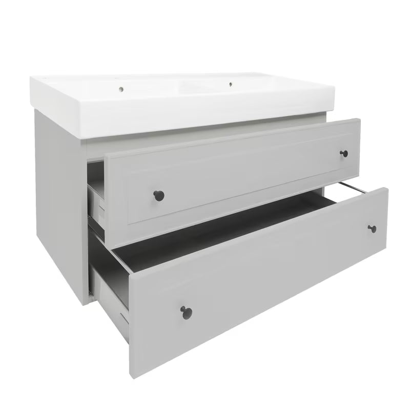 Viseča kopalniška omarica Naturel Forli s keramičkim umivaonikom u sivo-mat boji