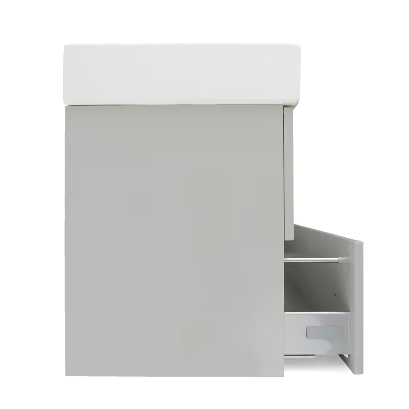 Viseča kopalniška omarica Naturel Forli s keramičkim umivaonikom u sivo-mat boji