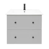 Sivo-mat viseča kopalniška omarica Naturel Forli s umivaonikom za namještaj