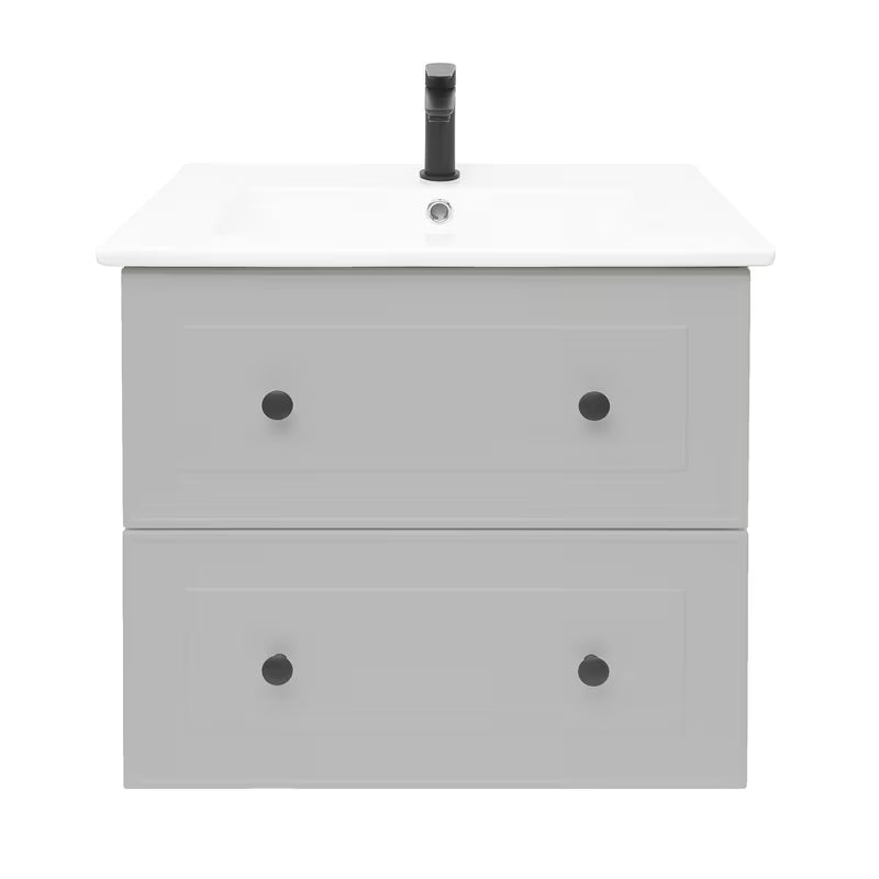 Sivo-mat viseča kopalniška omarica Naturel Forli s umivaonikom za namještaj