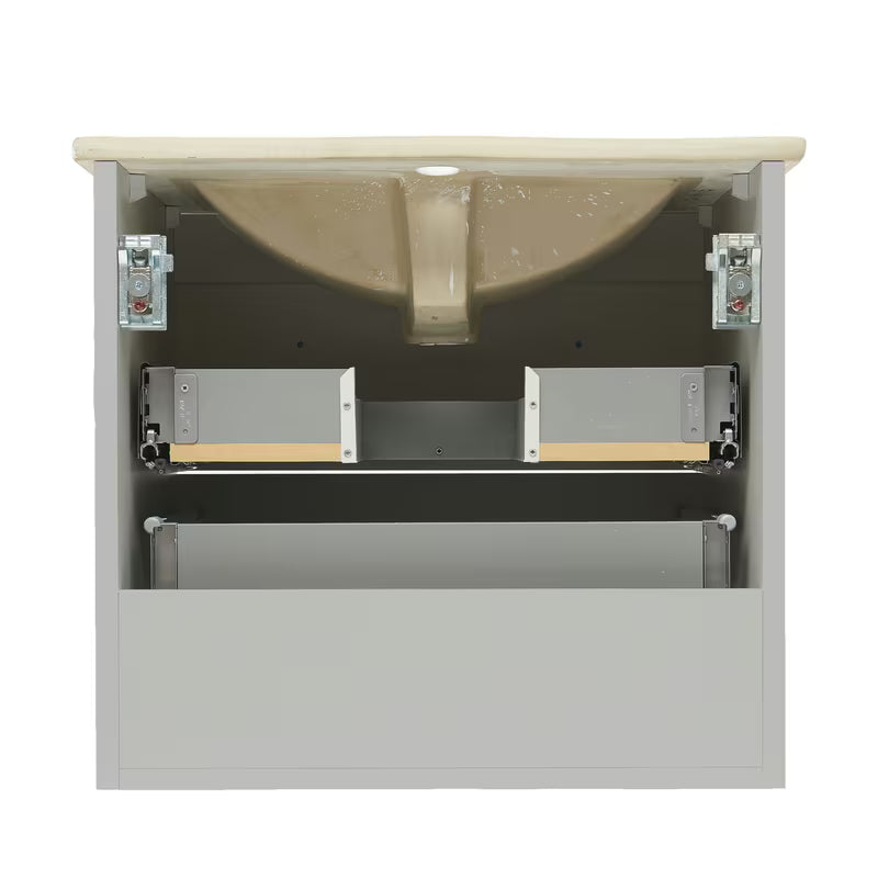 Sivo-mat viseča kopalniška omarica Naturel Forli s umivaonikom za namještaj