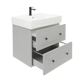 Sivo-mat kopalniška omarica Naturel Forli s keramičkim umivaonikom modernog, jednostavnog dizajna.